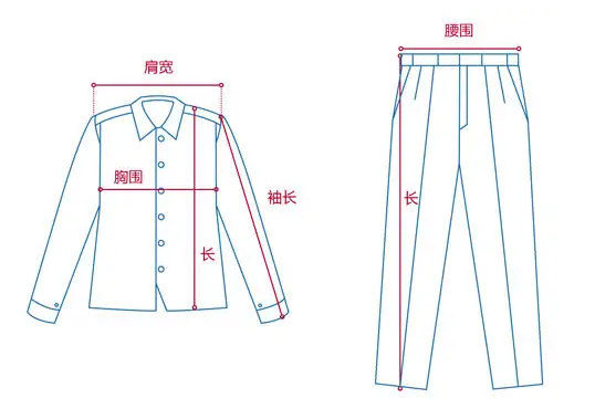 定做工作服測量展示圖，短袖工作服定做，冬季工作服定做